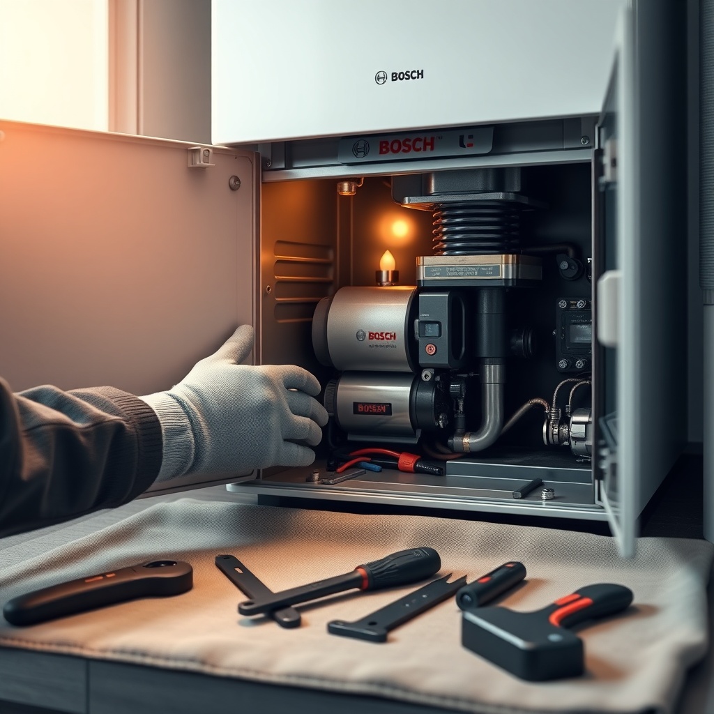 A clean photorealistic illustration of a technician with gloved hands performing annual ma