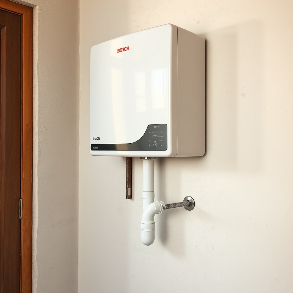 <clean photorealistic photo of a Bosch Condens 2300i W installed in an old Turkish house w
