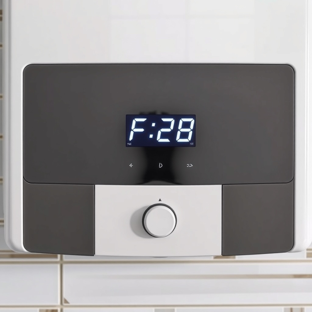 A clean photorealistic photo of a Vaillant ecoTEC plus VMW combi boiler’s front panel disp