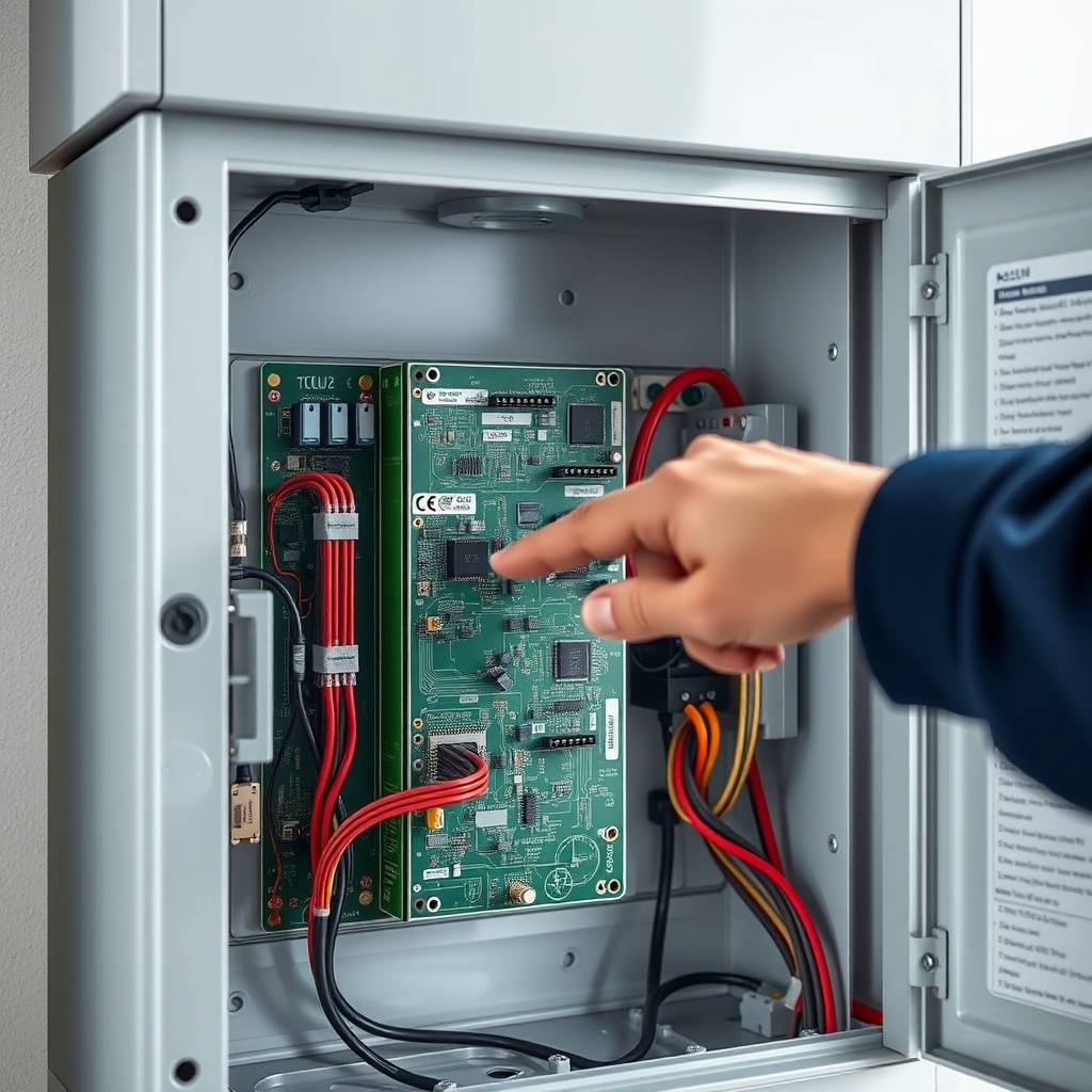 A close-up photorealistic photo of a Vaillant ecoTEC plus VMW service panel open